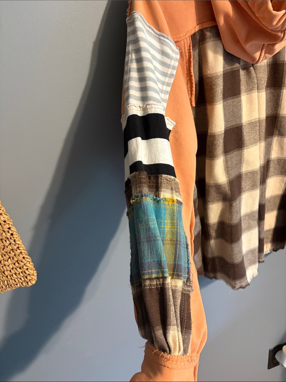 easel Orange Hoodie with Mixed-Pattern Sleeves - Picture 3 of 4